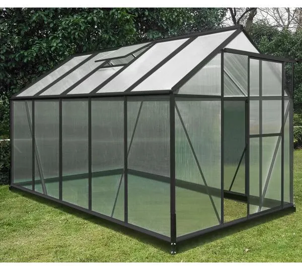 Svart polykarbonat drivhus 191x313x191cm