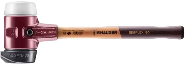 SIMPLEX myk hammer med støpejernshus og treskaft, Ø 80, gummiblanding med "Stand-Up"/superplast