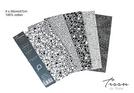 Tissu de Marie Fat Quarter Onyx 50x57cm - 5 stk.