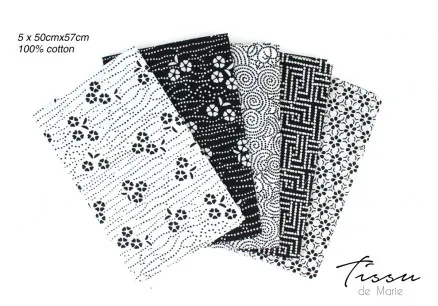 Tissu de Marie Fat Quarter Hvit Visdom 50x57cm - 5 stk.