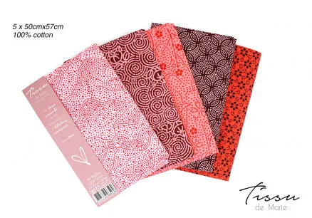 Tissu de Marie Fat Quarter Rosa 50x57cm - 5 stk.