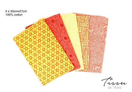 Tissu de Marie Fat Quarter Rav 50x57cm - 5 stk.