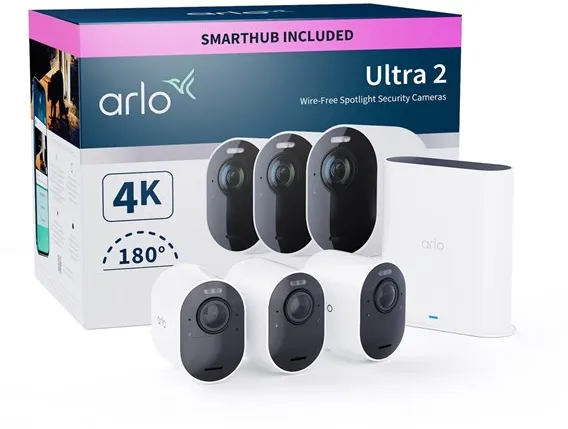 Arlo Ultra 2 4K UHD trådløst sikkerhetskamerasystem - 3 kameraer